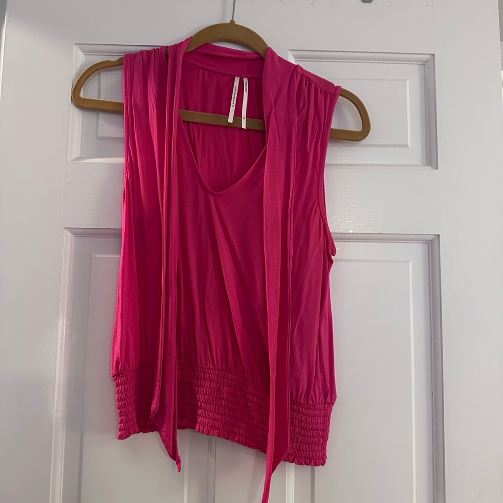 Anthropologie Fuchsia Sleeveless Draped Tank with Smocked Hem